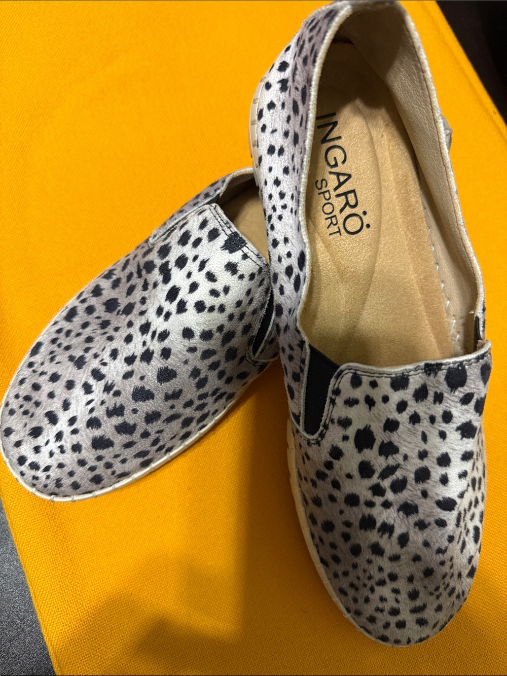Ingaro Sport Women's White & Black Leopard Slip-On Sneakers